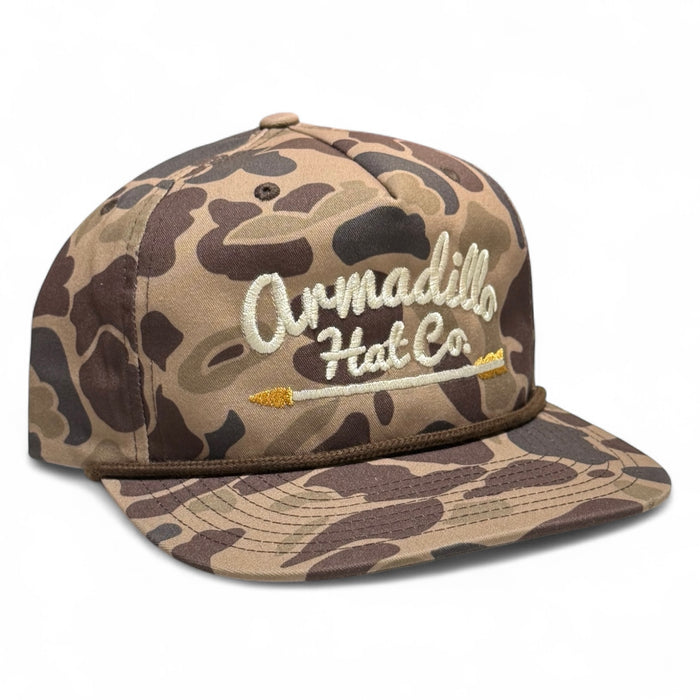 Gramps duck camo 5-panel snapback hat, Armadillo Hat Co.