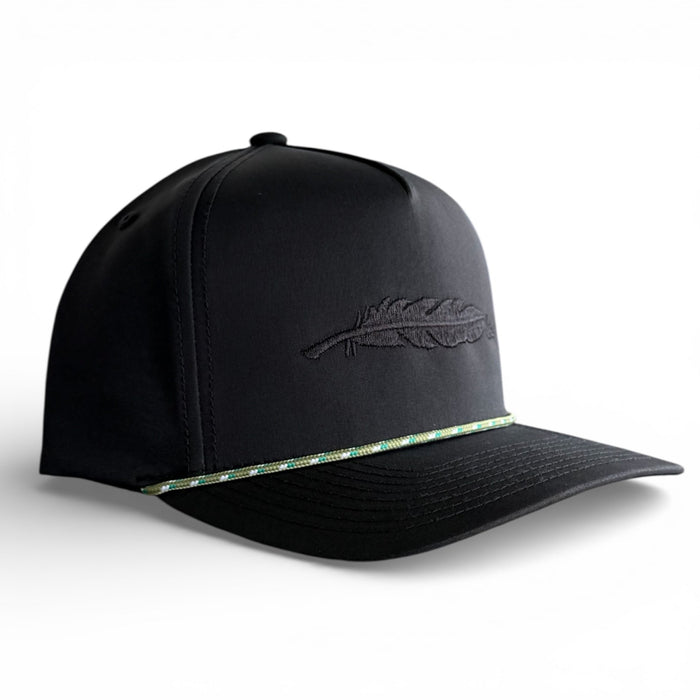 Greenbird black and green performance snapback hat, Armadillo Hat Co.
