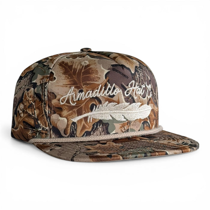 Timber duck camo rope snapback hat, Armadillo Hat Co.