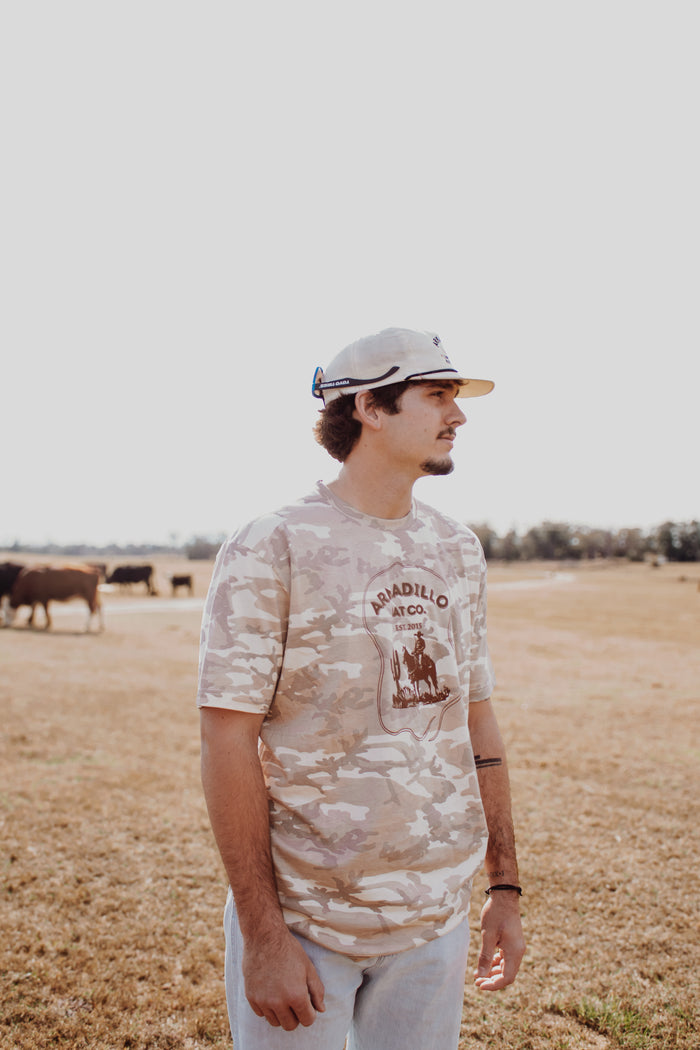 Camo Tee desert camo t-shirt, Armadillo Hat Co.