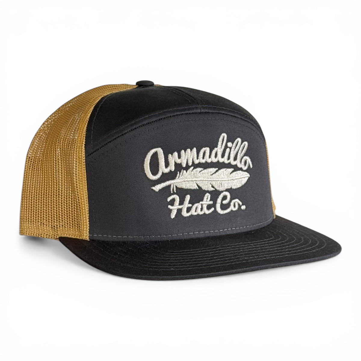 Jack charcoal 7-panel trucker hat, Armadillo Hat Co.