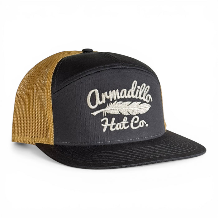 Jack charcoal 7-panel trucker hat, Armadillo Hat Co.
