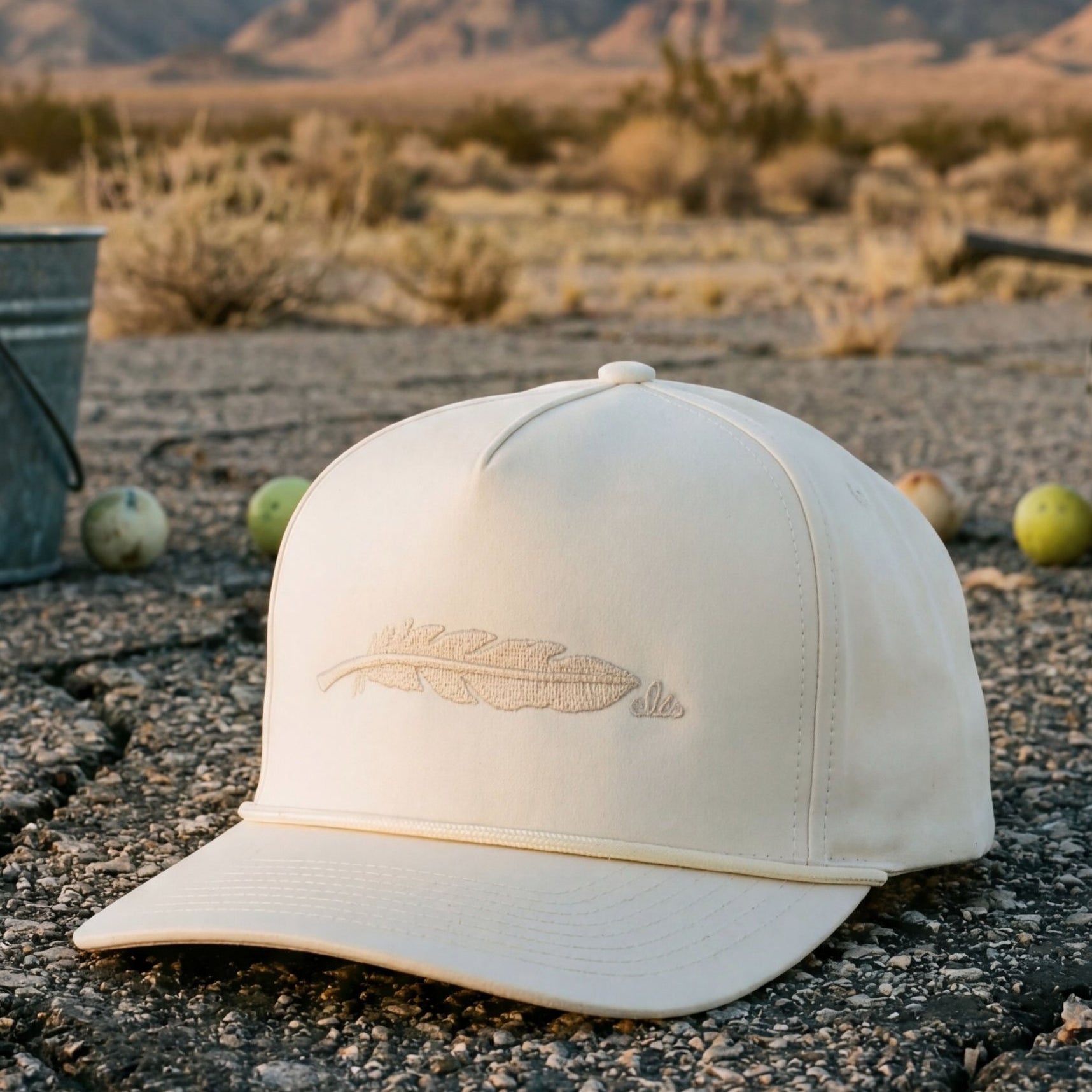 The Buckskin hat on cracked desert ground