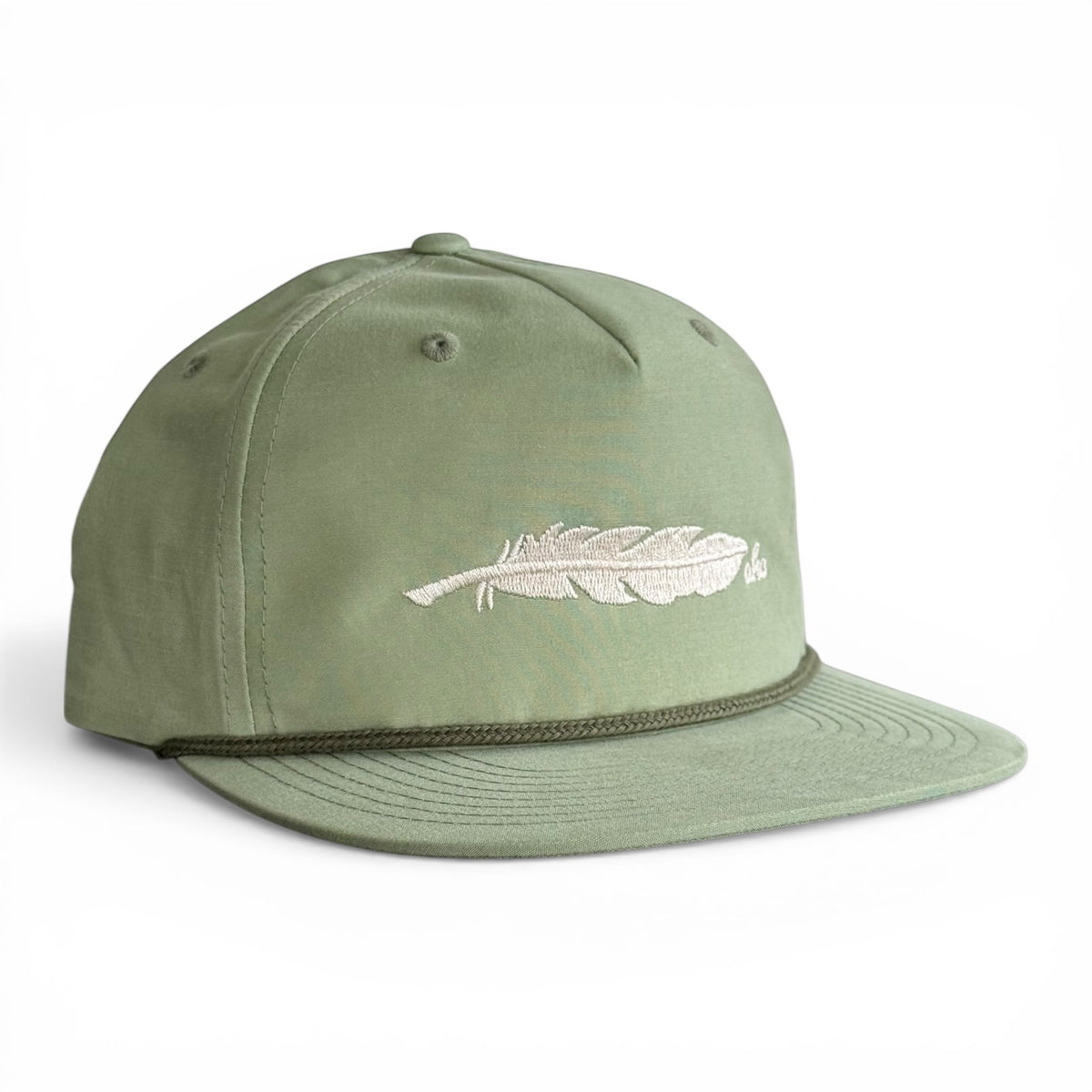 Guac Rope green nylon snapback hat, Armadillo Hat Co.