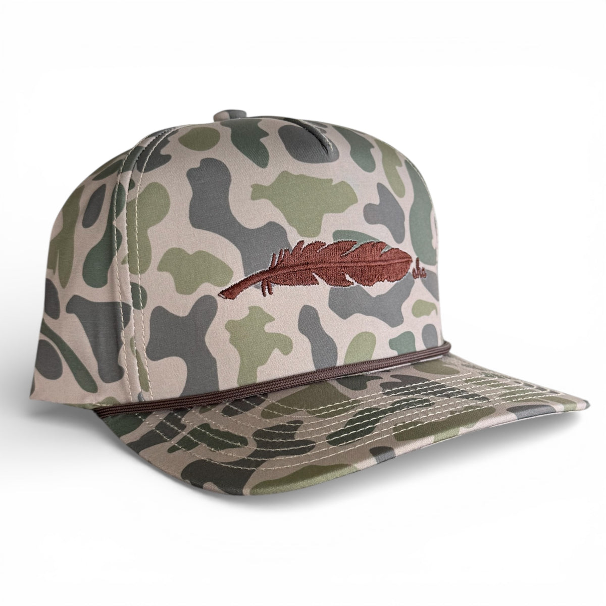 Sarge woodland camo 5-panel snapback hat, Armadillo Hat Co.