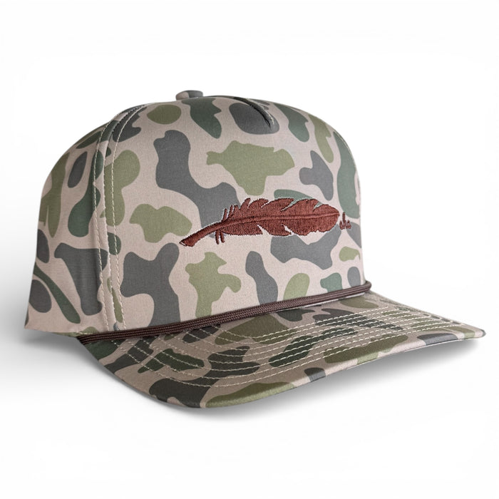 Sarge woodland camo 5-panel snapback hat, Armadillo Hat Co.