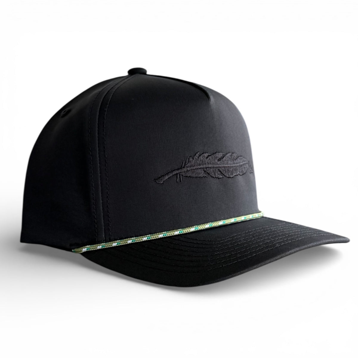Greenbird black and green performance snapback hat, Armadillo Hat Co.