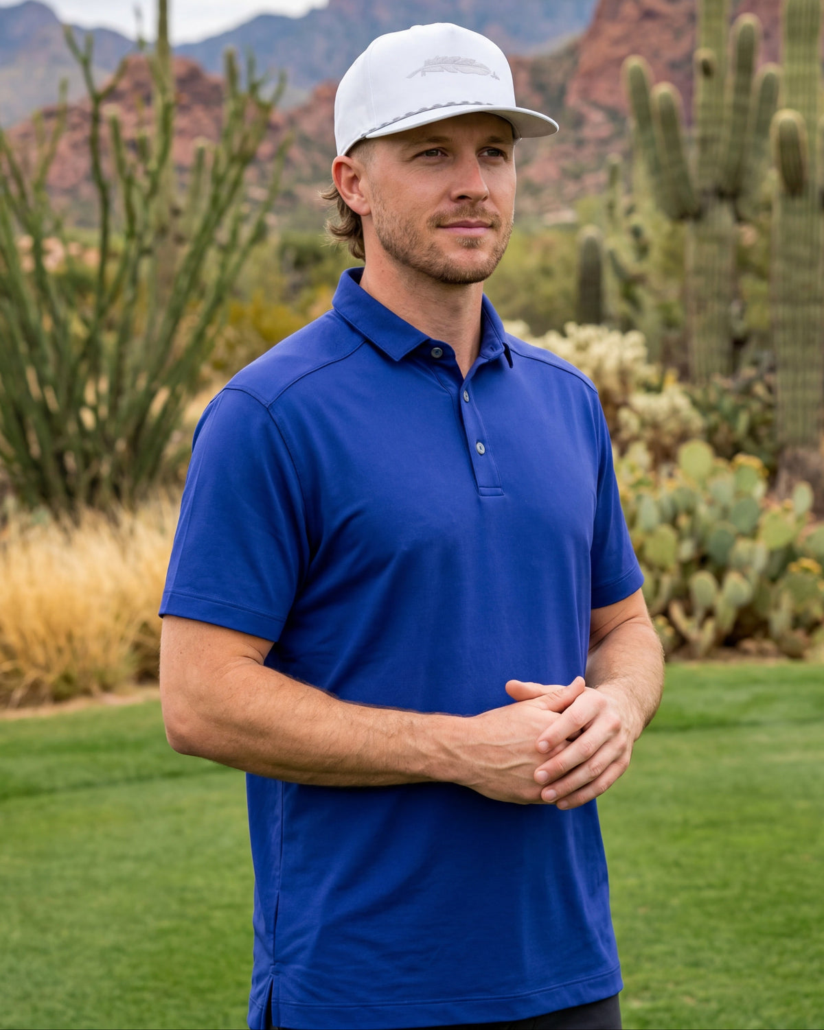 Blueberry Daze performance golf polo, Armadillo Hat Co.