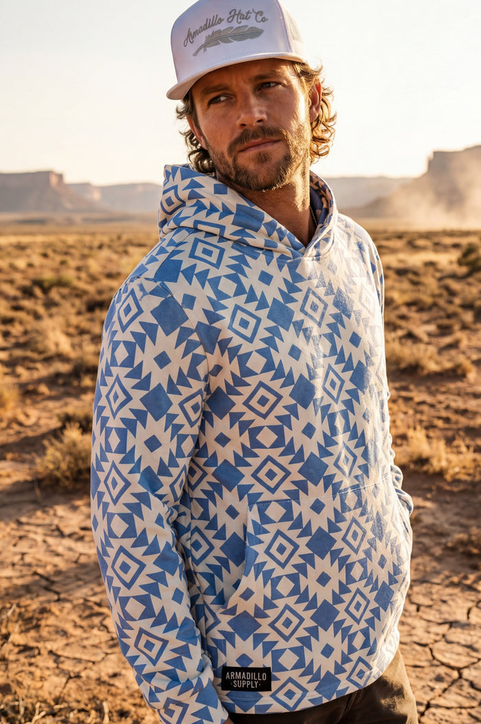 Aztec Ice performance hoodie, Armadillo Hat Co.